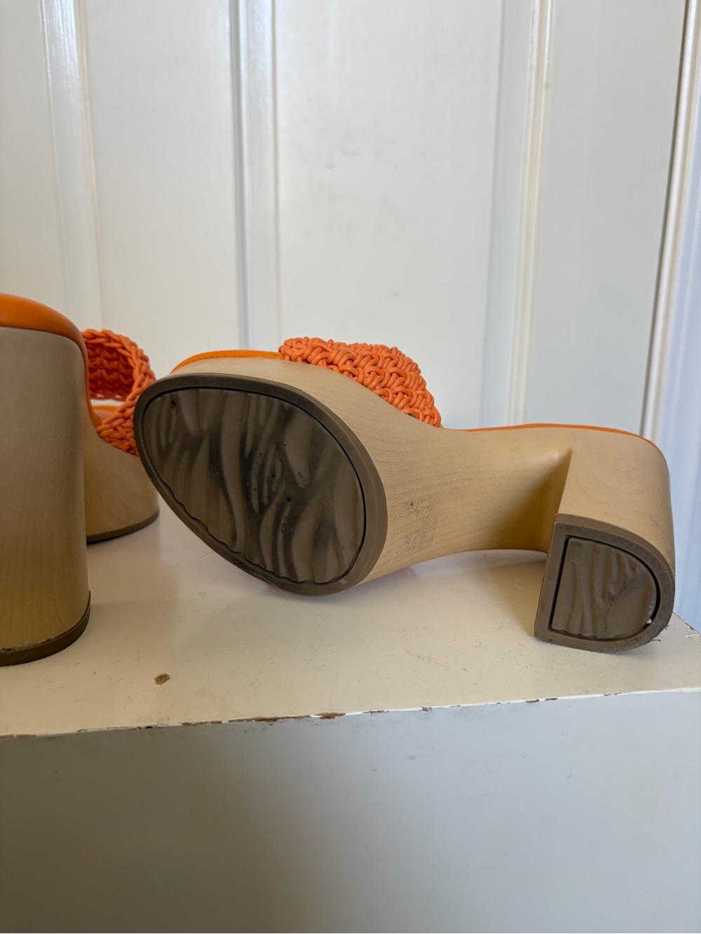 Franco Sarto Orange Knit Platform Mules - Picture 6 of 7
